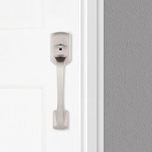 Prague Satin Nickel Entry Door Handle Only with Round Pismo Knob