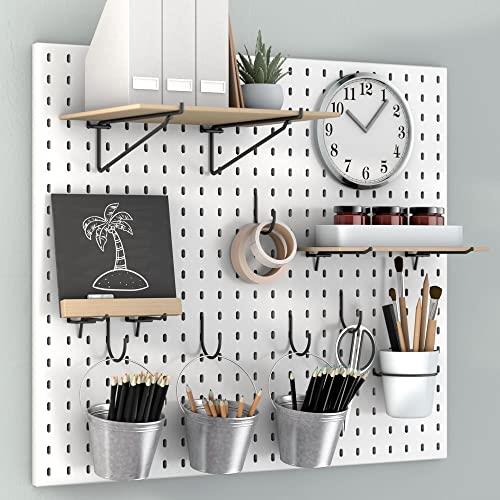 National Hardware N900-003 Metal Assortment PegBoard Storage with Rounded Hooks  Shelf  Paper Towel Holder and Cup for Kitchen Craft Garage  Black