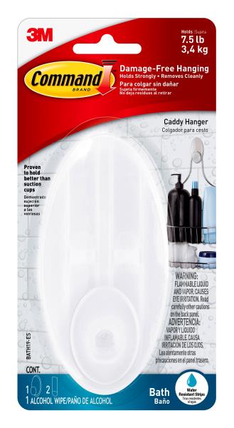 Command Large Caddy Hanger  Frosted  1 Wall Hanger  2 Large Strips  Bathroom Organization