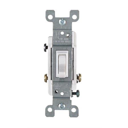 Leviton Mfg C24-0S453-00W White Residential Grade 3-Way AC Quiet Switch Toggle