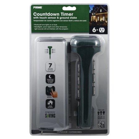 Prime Outdoor 6 Outlet Photocell Power Stake Timer 125 V Green