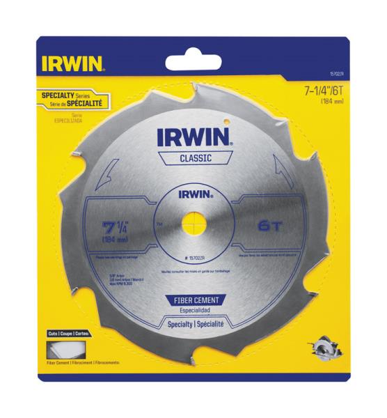 Irwin 15702 Fibercut Circular Saw Blade- 7.25- 6 Teeth