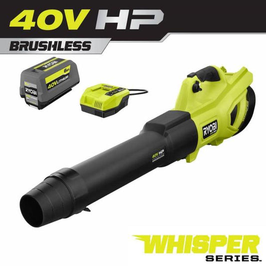 40V HP Brushless Whisper Series 160 MPH 650 CFM Cordless Battery Leaf Blower with 6.0 Ah Battery and Charger