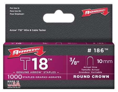 Arrow T18 3/8 Inch Round-Crown Staples  1000 Pack