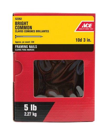 Ace 10D 3 in. Common Bright Steel Nail Round Head 5 Lb