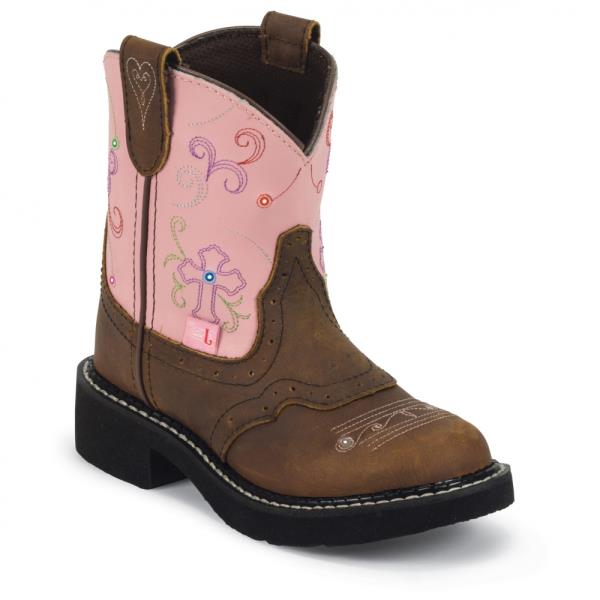 Justin Junior Gypsy Round Toe Pink Diamond Boots 2