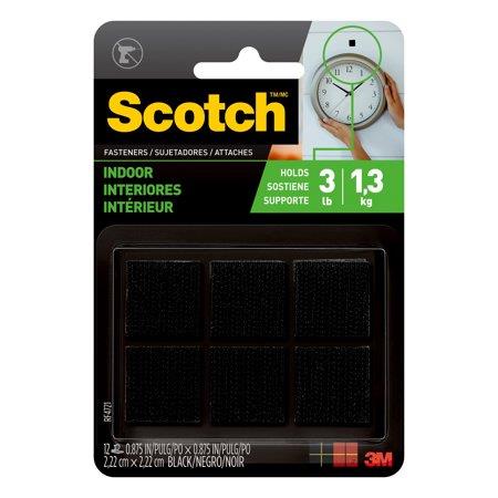 Scotch Indoor Fasteners  0.875 X 0.875 in  Black  12 Pack  Holds 3 Lbs