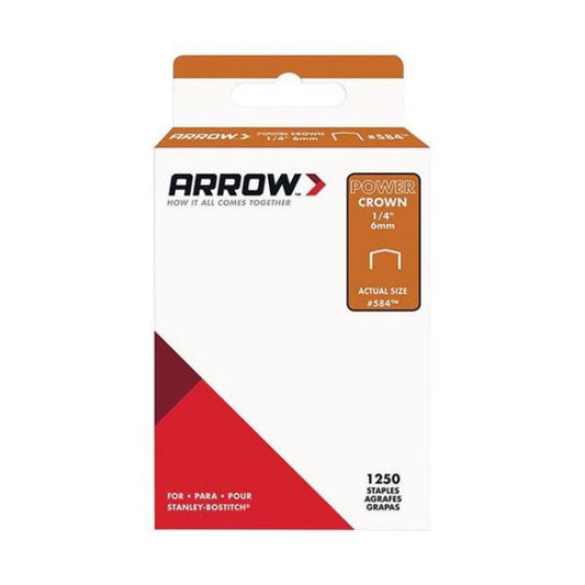 Arrow Fastener 584SP Flat Crown Standard Staples  Galvanized Steel  Grey  1/4  X 3/8