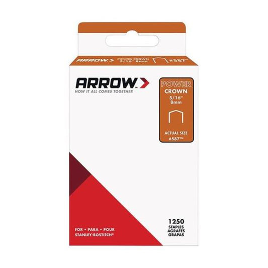 Arrow Fastener 587SP Flat Crown Standard Staples  Galvanized Steel  Grey  5/16  X 3/8