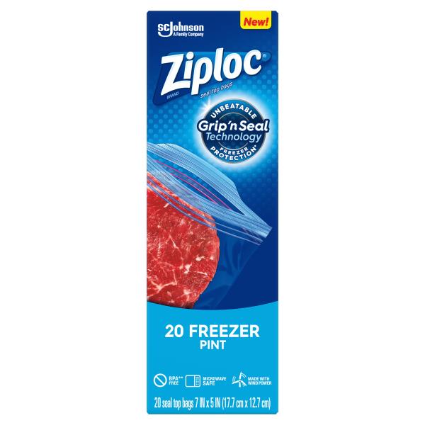 Ziploc® Brand Pint Freezer Bags with Grip  N Seal Technology  20 Count