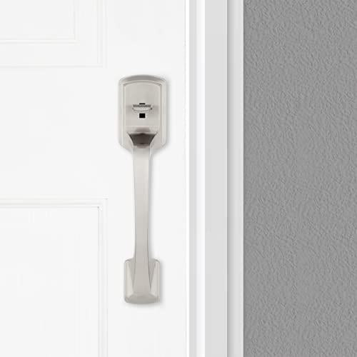 Prague Satin Nickel Entry Door Handle Only with Round Pismo Knob