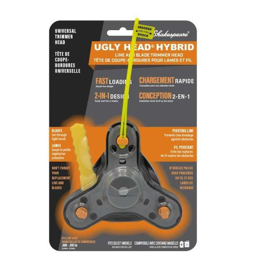 Shakespeare Ugly Head Hybrid Trimmer Head - Universal Fit, 2-in-1 Design for Grass Trimming & Light Brush Cutting, Includes Ugly Line & Nylon Blades