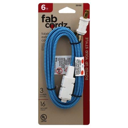 Fabcordz 3591096 6 Ft. 16-2 Indoor Blue Extension Cord