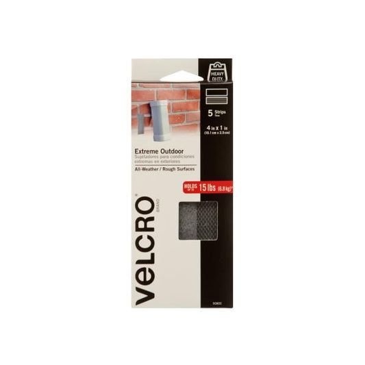 VELCRO® Brand Extreme Outdoor Tape 4in X 1in Strips  Titanium  5 Ct