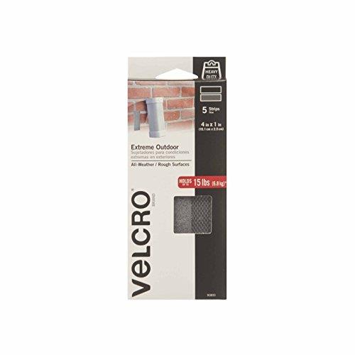 VELCRO® Brand Extreme Outdoor Tape 4in X 1in Strips  Titanium  5 Ct