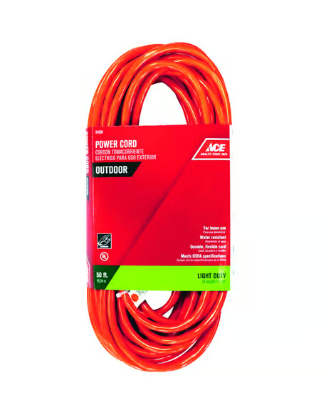 Ace Outdoor 50 Ft. L Orange Extension Cord 12/3 SJTW