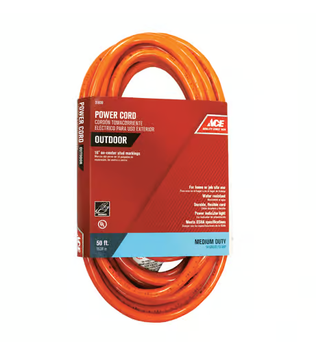 Ace Outdoor 50 Ft. L Orange Extension Cord 14/3 SJTW