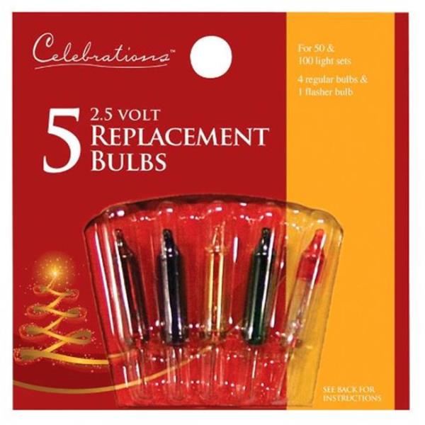 Mini Multicolored 5 Ct Replacement Christmas Light Bulbs