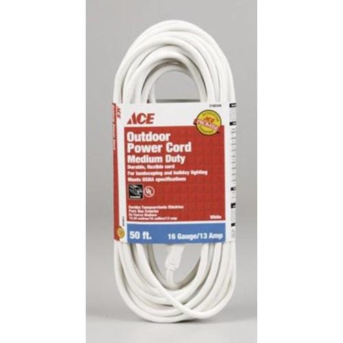 Ace Outdoor 50 Ft. L White Extension Cord 16/3 SJTW