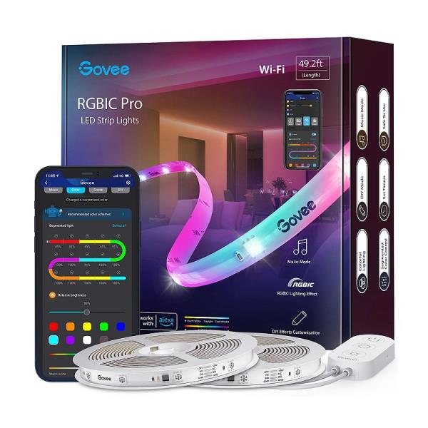 RGBIC Pro 48-Watt Equivalent 49.2 Ft. Integrated LED Smart Color Chainging Wi-Fi Enabled White Strip Light (1-Strip)