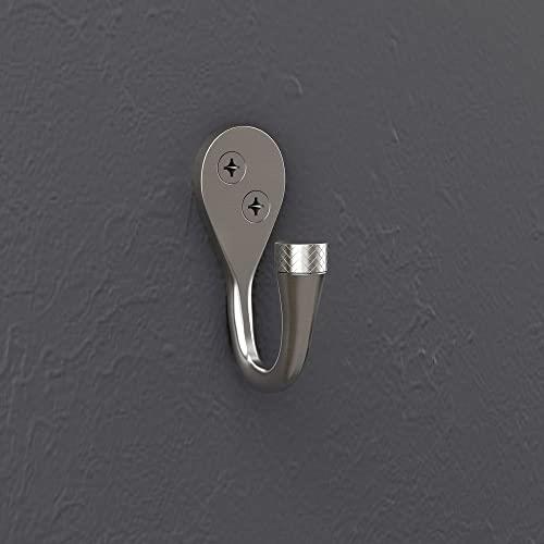 National Hardware 1-in Satin Nickel Zinc Universal Hook (2-Pack) V1456 Powell Knurled Hook 2PC - Satin Nickel