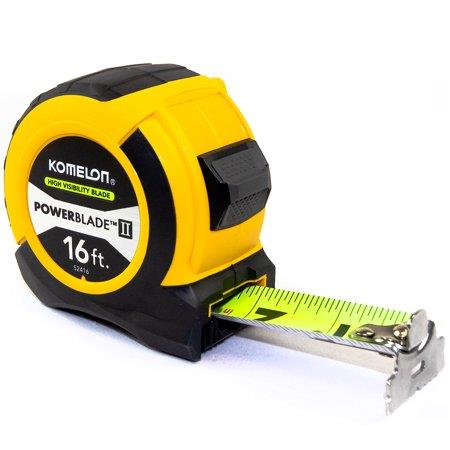 Komelon USA 416-52416 16 Ft. Abs Powerblade II Wide Blade Tape Measures - Small  White & Black