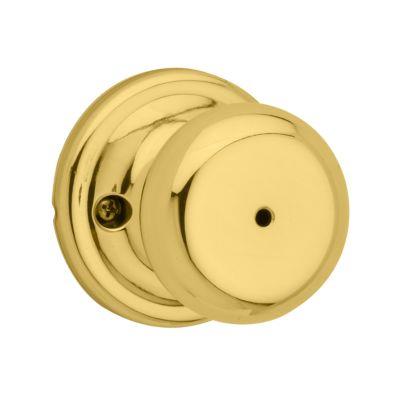 Kwikset Juno Bed/Bath Door Knob in Polished Brass