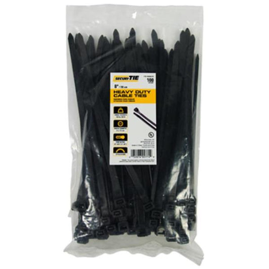 Gardner Bender 221012 8 in. Heavy Duty Cable Tie  UV Black - Pack of 100