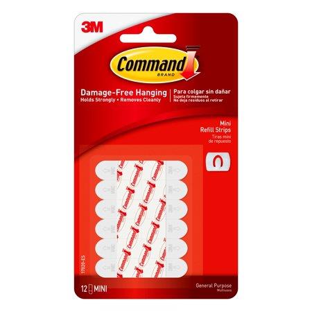 Command Decorating Clip Refill Strips  White  Mini  12 Strips/Pack