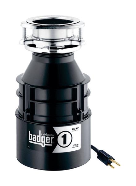 InSinkErator Badger 1 CORD 1/3 HP Continuous Feed Garbage Disposal with Power Cord