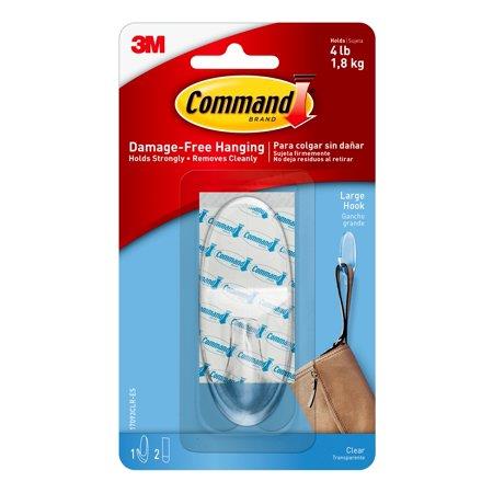 Command Clear Hook with Clear Strips  Large  1 Hook  2 Strips/Pack