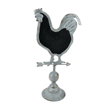 14.5  Gray Galvanized Tin Rooster with Chalk Board Figurine