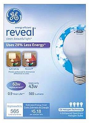 General Electric 43W Energy-Efficient Reveal Frost Bulb  4-Pack  60W Equivalent